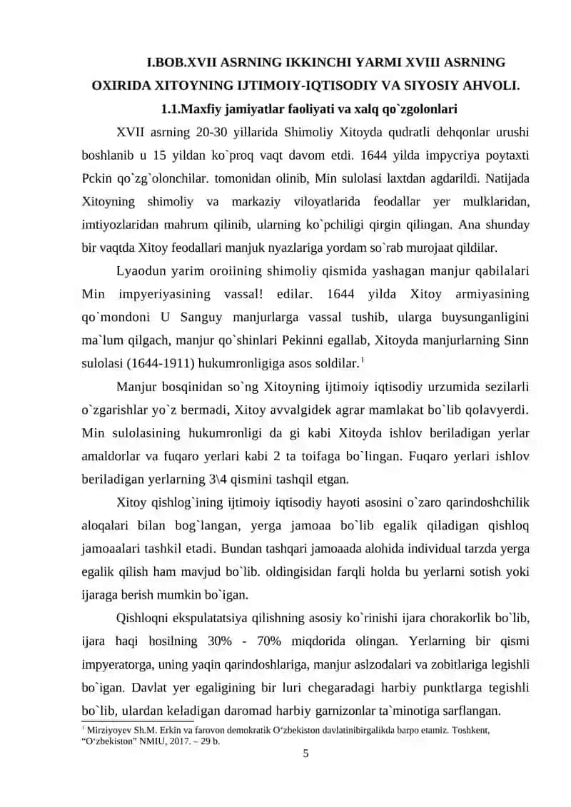 XVIII ASR OXIRI - XIX ASRDA XITOYDA YASHIRIN JAMIYATLAR VA XALQ QO'ZG'OLONLARI 4