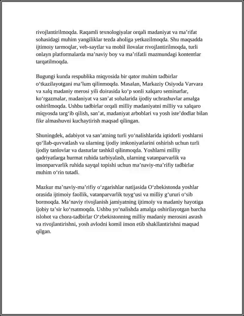 YANGI ÓZBEKISTONDA AMALGA OSHIRILAYOTGAN MA'NAVIY ÓZGARISHLAR 4