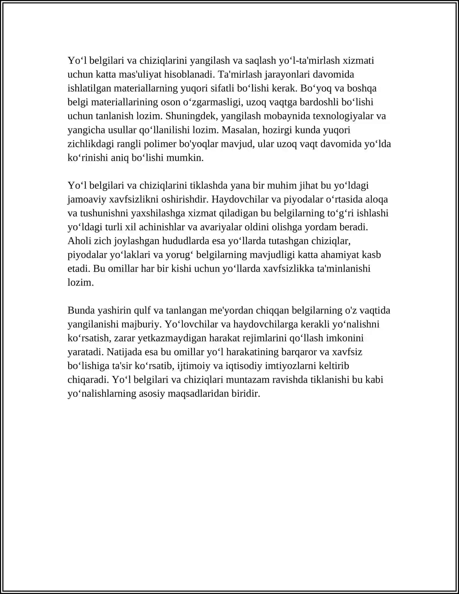 Yoʻl Belgilari va Chiziqlarini Tiklash va Yangilash 4
