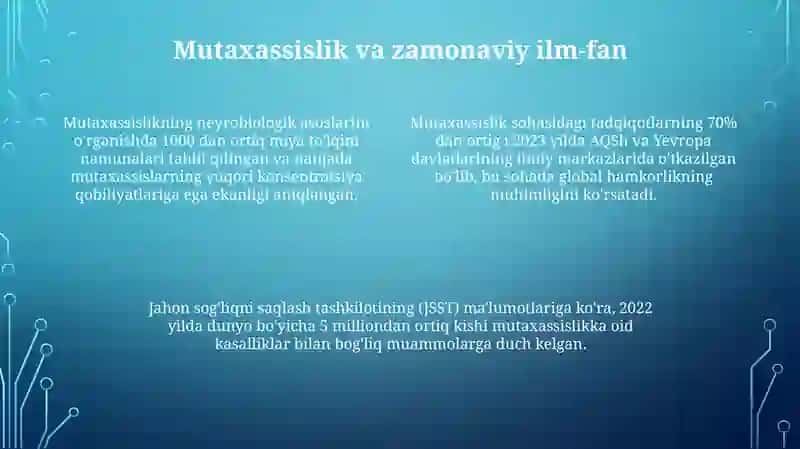 Mutaxasislikni oʻzlashtirishga yondashuvlar.psixika va psixik hodisalar olami 4