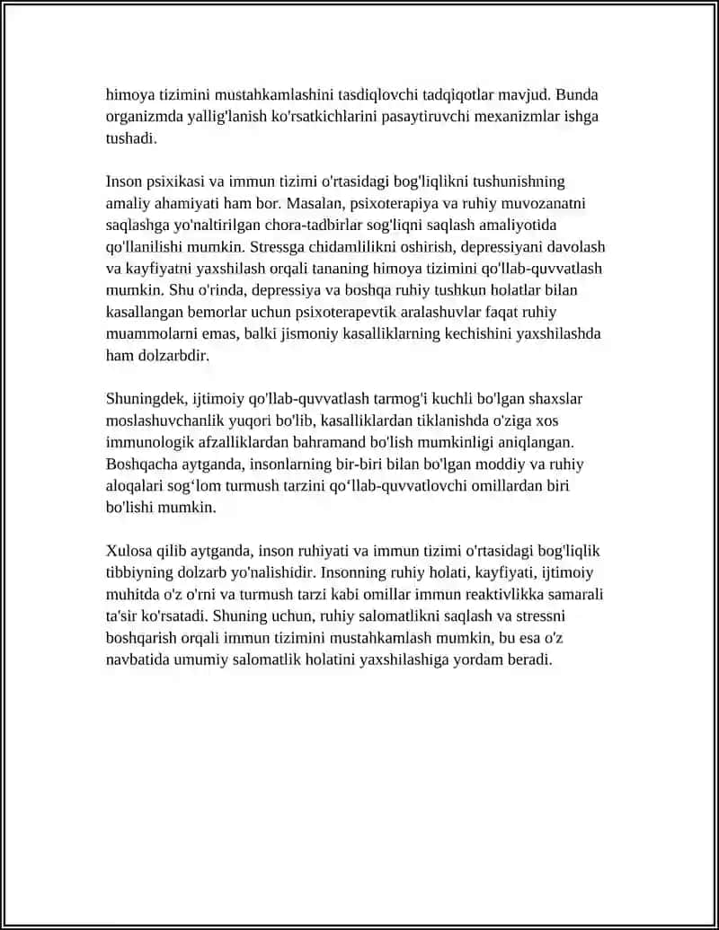 Ruhiyat va immun tizim: psixonevroimmunologik bogʻliqlik 4