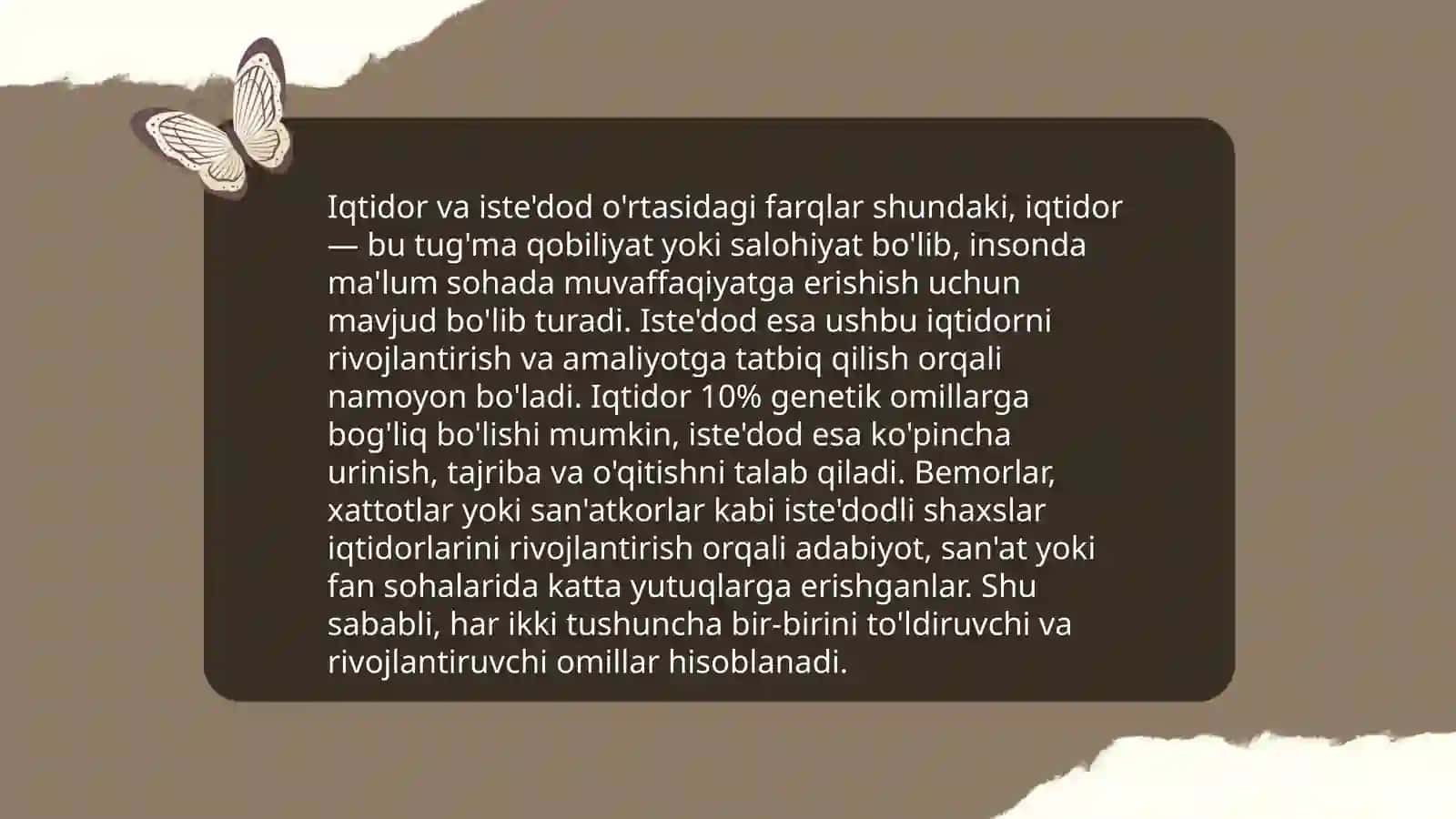 Qobiliyat, iqtidor va iste'dod Bozorova Shodiyona 4