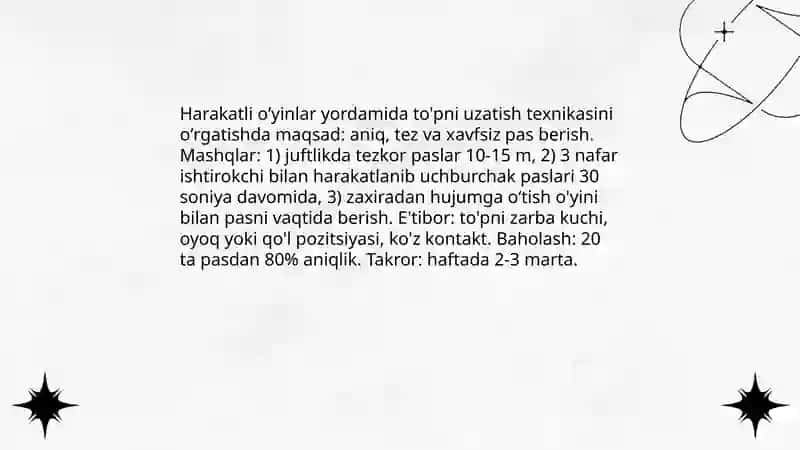 Harakatli oʻyinlar orqali sport oʻyinlari elementlarini oʻrgatish 4
