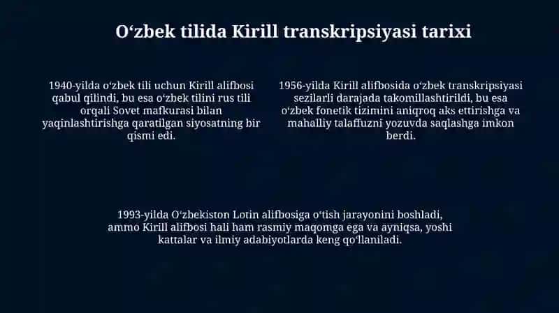 Kirill va lotin yozuviga asoslangan transkripsiyalarning rivojlanishi 4