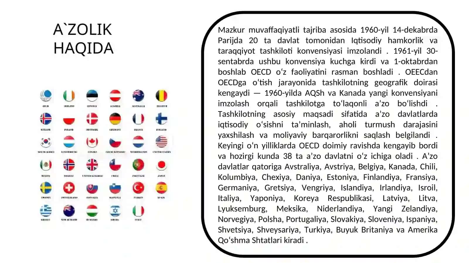 IQTISODIY HAMKORLIK VA TARAQQIYOT TASHKILOTI (ORGANISATION FOR ECONOMIC CO-OPERATION AND DEVELOPMENT, OECD) 4