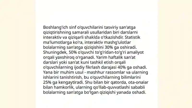 Boshlang'ich sinif tasviriy san'at darslarini ilmiy-pedagogik metod asosida o'rganish 4