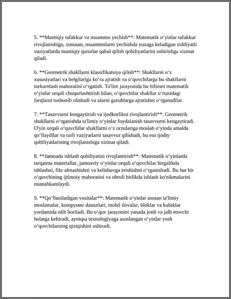 MATIMATIK OʻYINLAR YORDAMIDA GEOMETRIK SHAKLLARNI OʻRGANISH METODIKASI 4