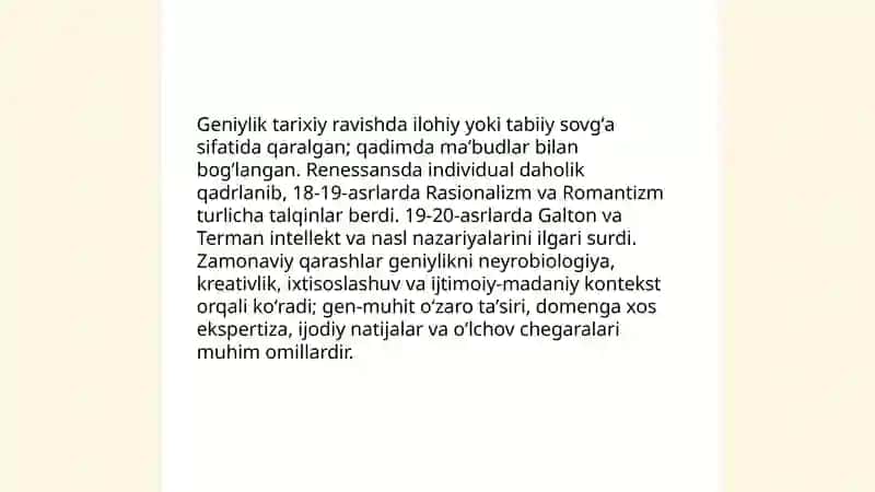 Qobiliyat, iste’dod, geniylik. Meliseva Gulsanam 4
