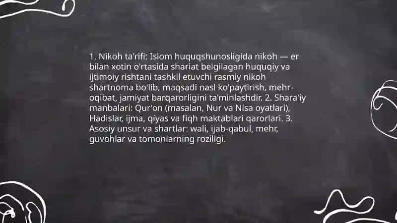 Islom huquqshunosligida oila, nikoh, taloq, idda, zihor tushunchalari 4