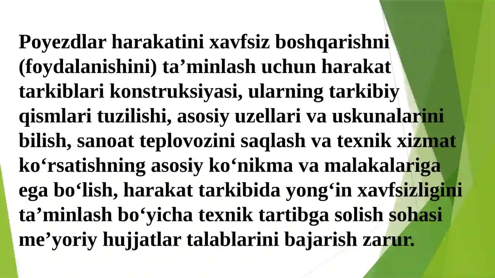 LOKOMOTIV BRIGADALARI ISHINI TASHKIL ETISH 4