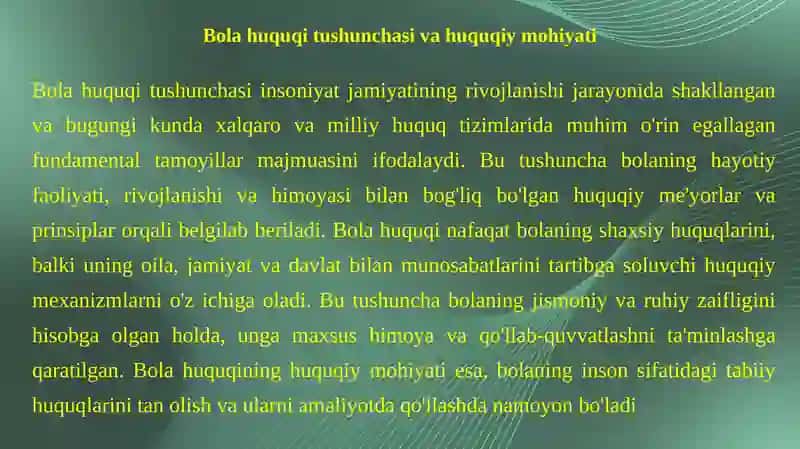 Bolahuquqi tushunchasi va uning o‘ziga xos xususiyatlari 4
