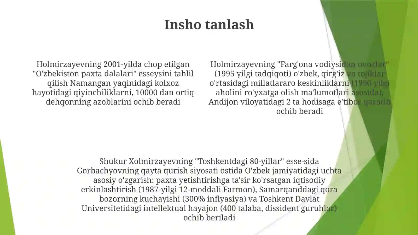 Shukur Xolmirzayevning "Study One" esse'si 4