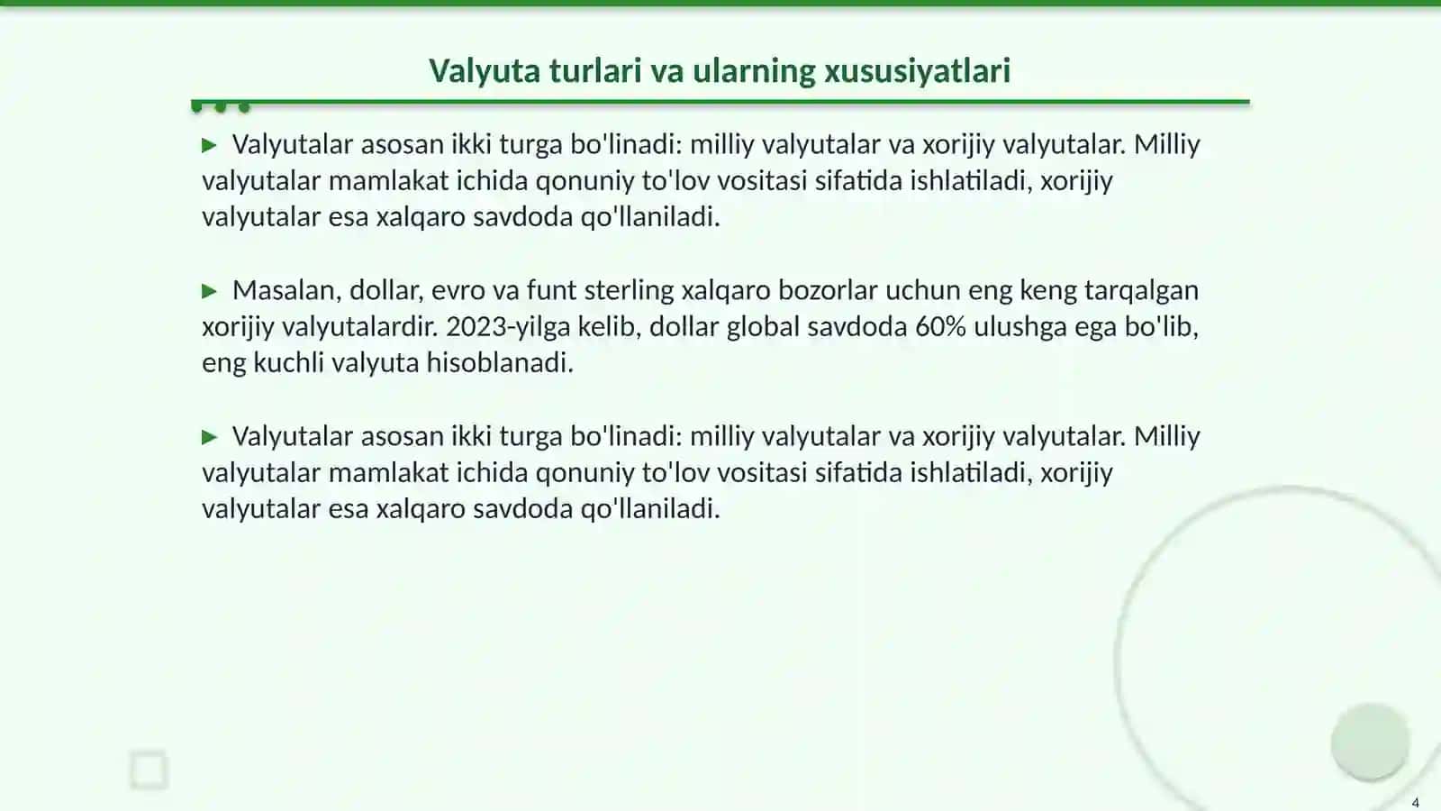Valyuta va valyuta kursi, uning turlari va xisoblanish tartibi 4