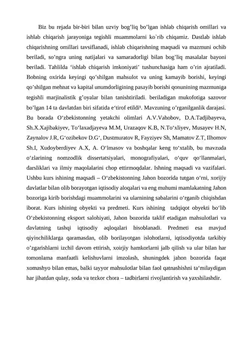 O’zbekistonning Jahon bozoriga kirib borish muammolari 4