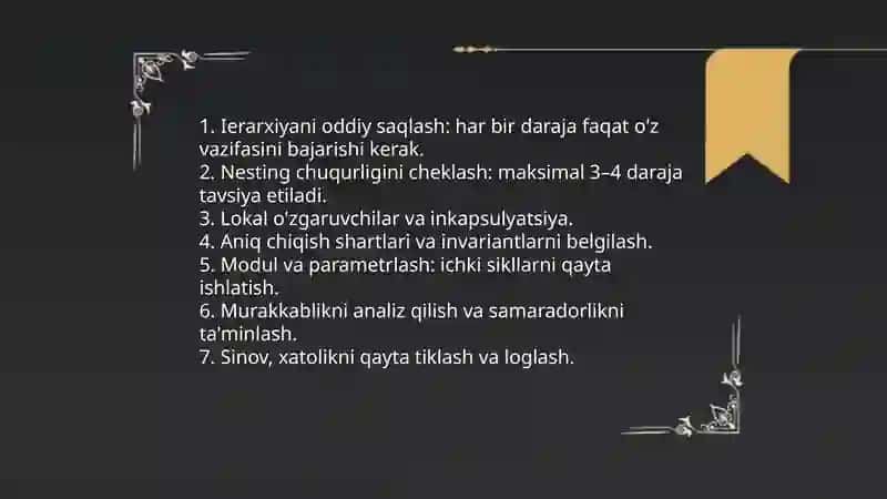 Ichma-ich joylashgan siklik jarayonlarni tashkil etish 4