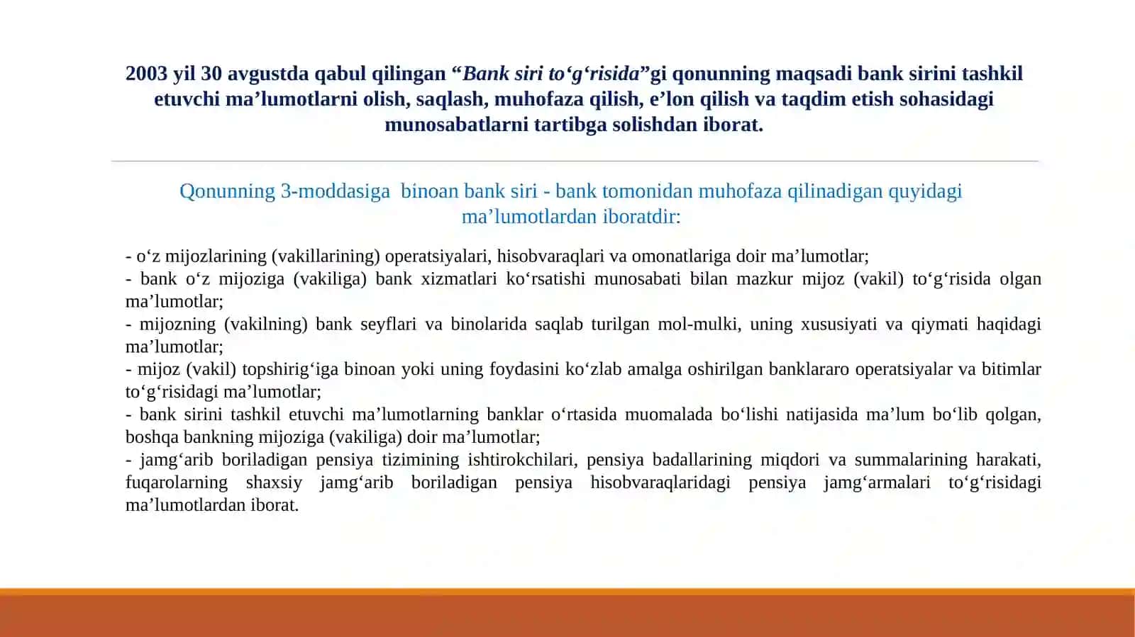 Bank siri va bank axboroti maxfiyligi 4