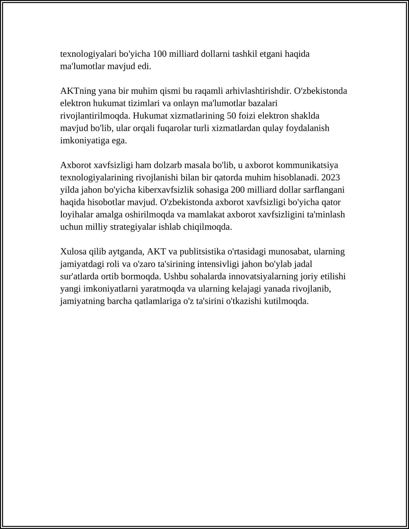 AXBAROT KOMUNIKATSIYA TEXNALOGIYALARI. PUBLISTISTIK USLUB VA XUSUSIYATLARI 4