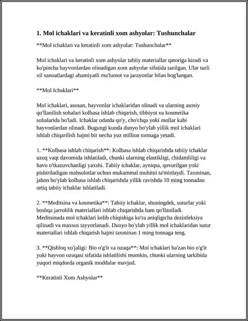 Mol ichaklari va keratinli xom ashyolar: Tushunchalar 4