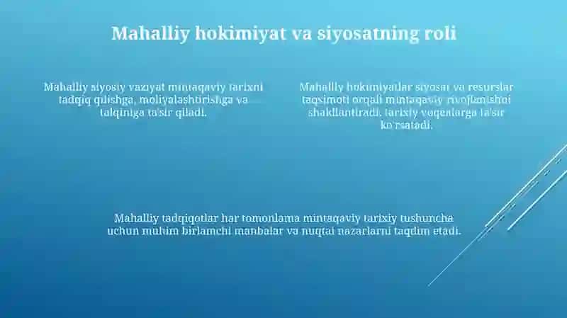Oʻlka tarixini oʻrganishda mahalliy tadqiqotchilik 4