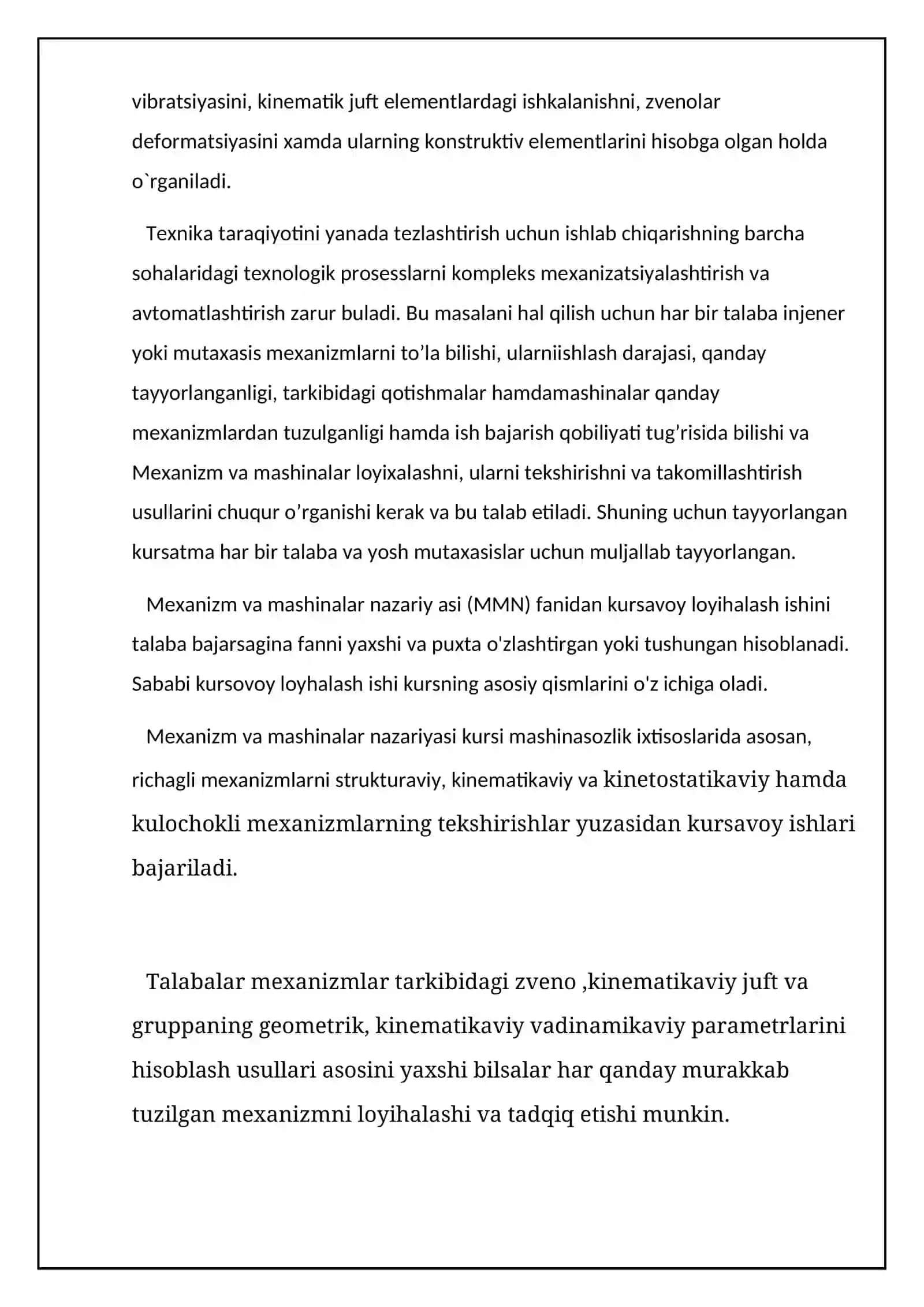 MASHINA VA MEXANIZMLAR NAZARIYASI FANIDAN KURS LOYOHASI UCHUN TUZILGAN USLUBIY KO’RSATMA 4