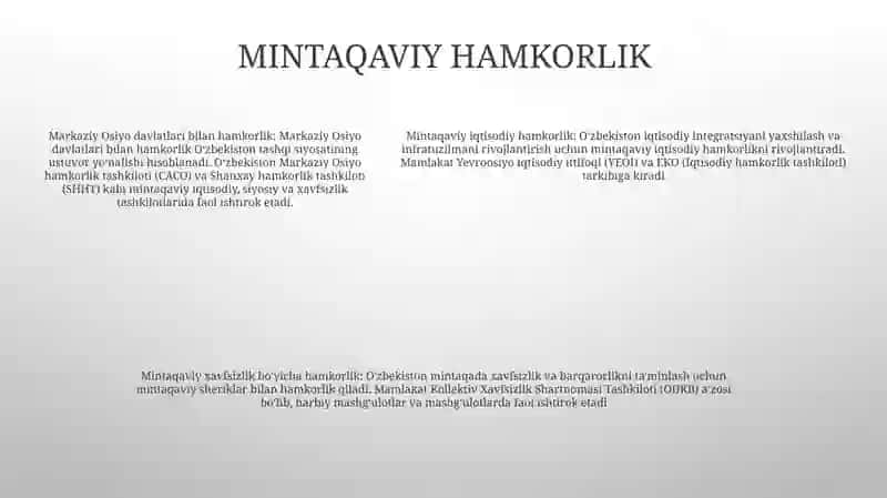 Oʻzbekiston Respublikasi Tashqi Siyosati 4