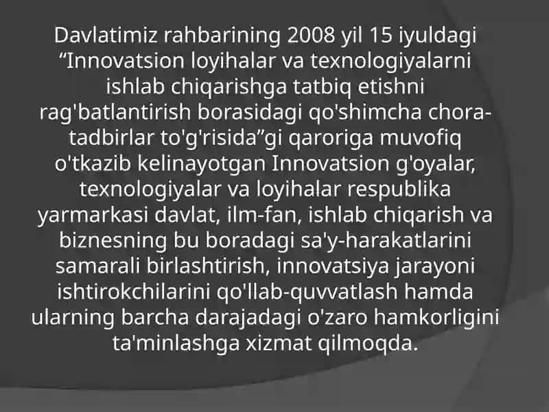 IX Innovatsion g'oyalar, texnologiyalar va loyihalar Respublika yarmarkasi 4