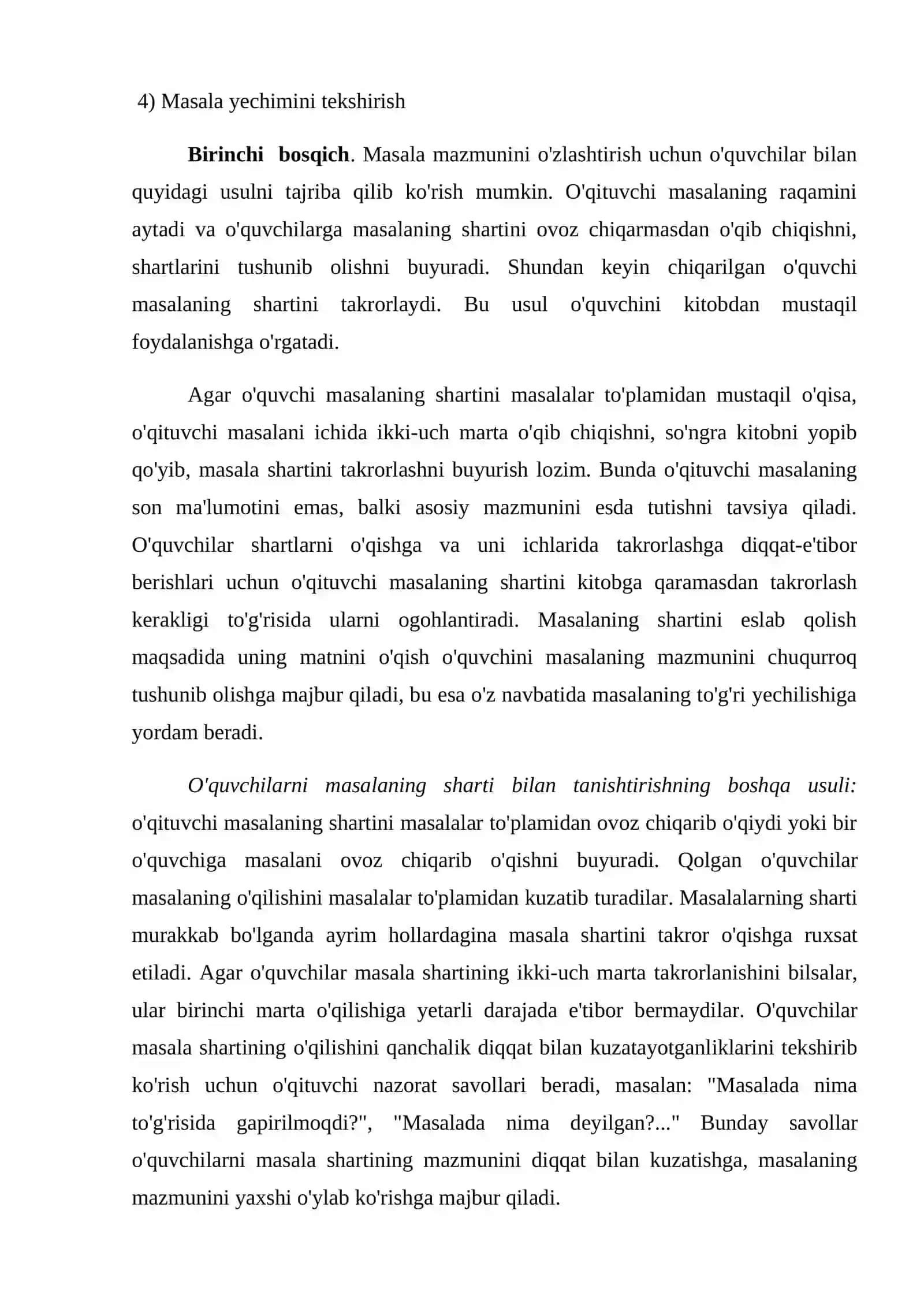 BOSHLANG`ICH SINFLARDA MURAKKAB MASALALAR USTIDA ISHLASH 4