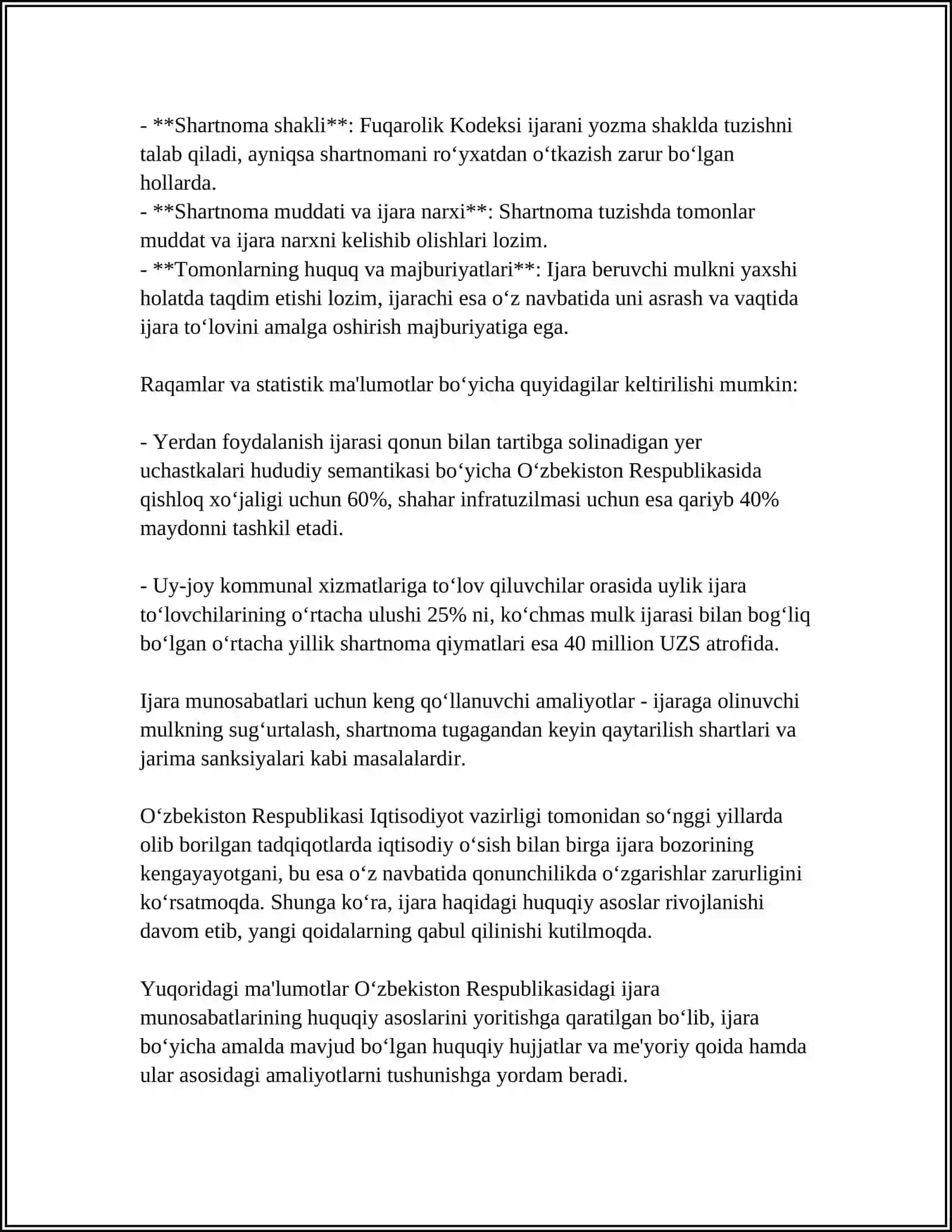 QISHLOQ HOʻJALIGI:IJARA HAQQI VA RENTALAR 4