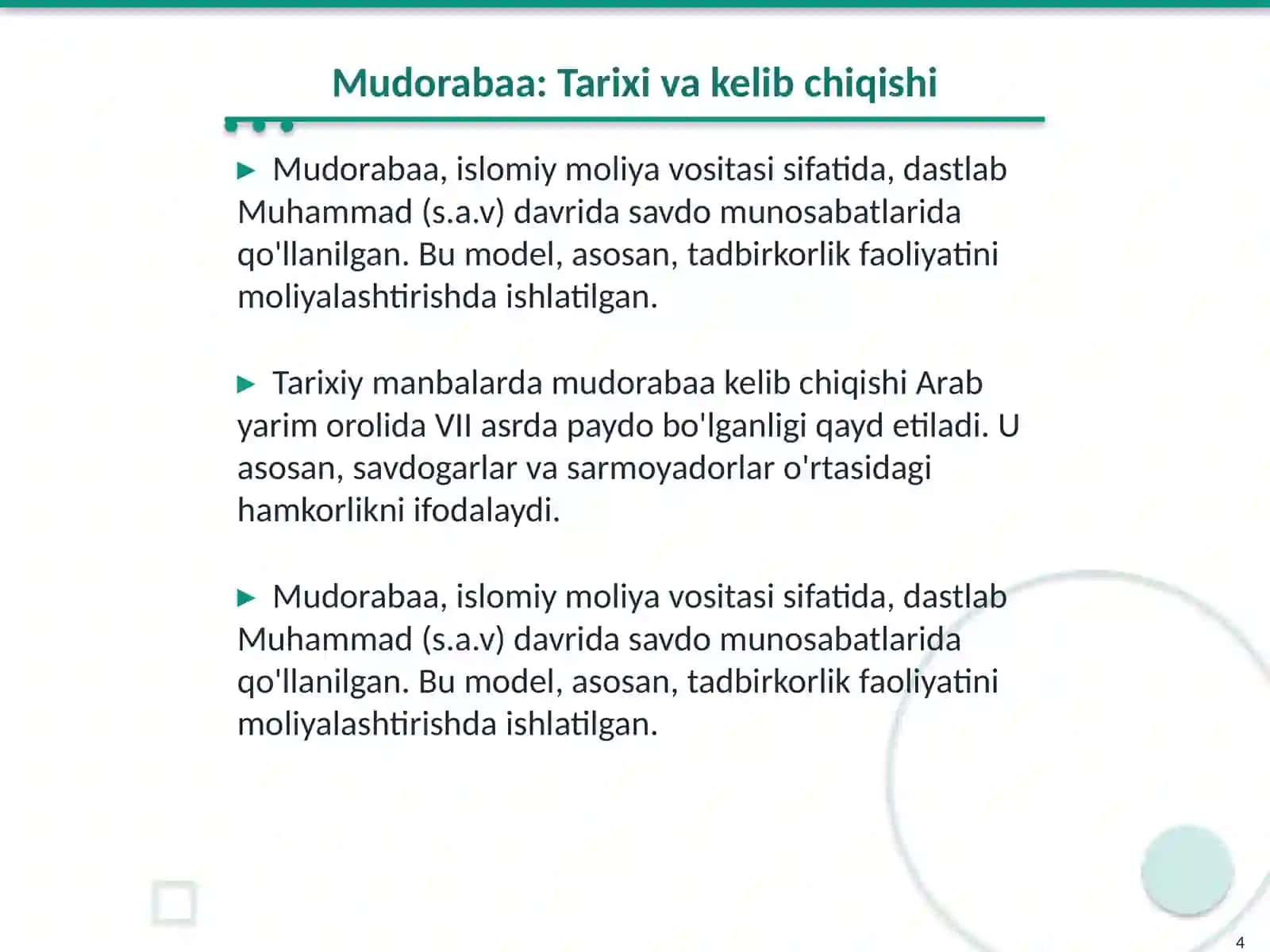 Islomiy moliya: Kirish va tushunchalar 4