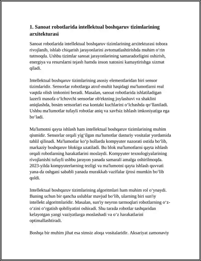 Sanoat robotlarida intellektual boshqaruv tizimlari 4
