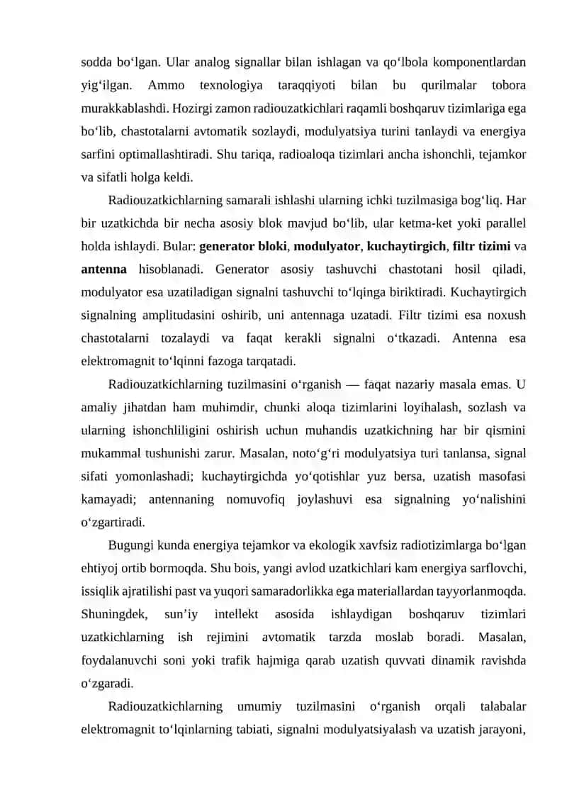 Radiouzatkichlarning umumiy tuzilmasi 4