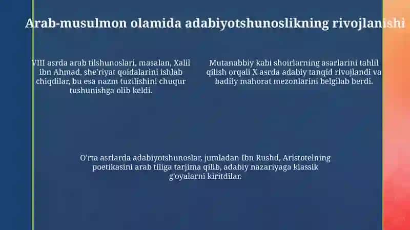 Sharq mumtoz adaboyotshunosligi tarixi 4