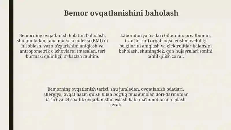Bemorlarning ovqatlanishini tashkil etish asoslari 4