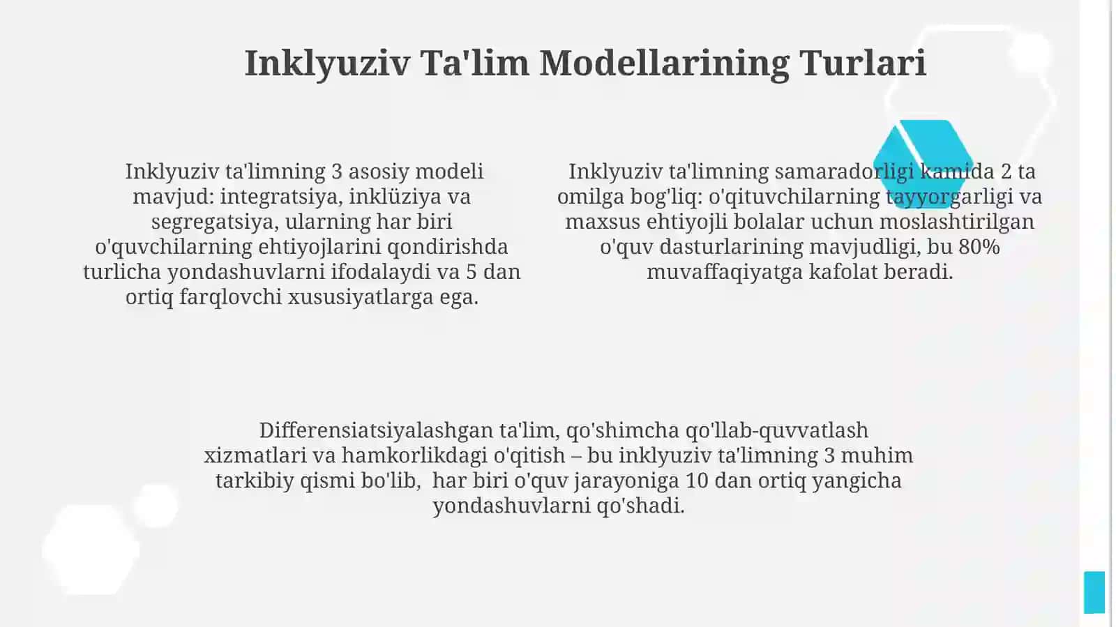 Inkulyuziv ta'lim modellari:tahlili va xususiyatlari 4