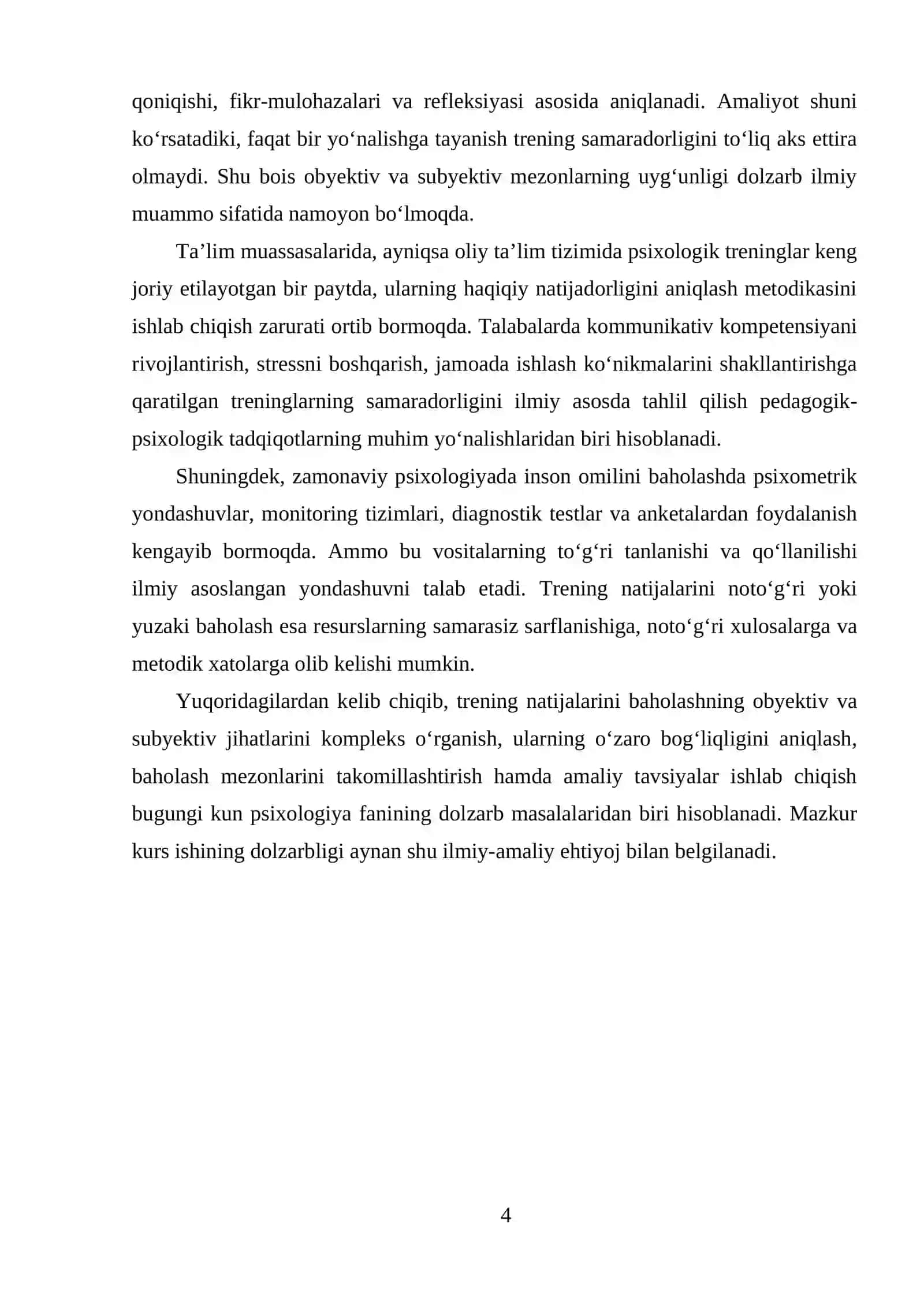Trening natijalarini baholashning obyektiv va subyektiv jihatlari 4