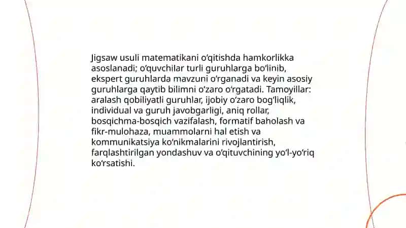 Interfaol metodlar (Jigsaw, Insert, Klaster) va ularning matematika darsidagi o‘rni 4