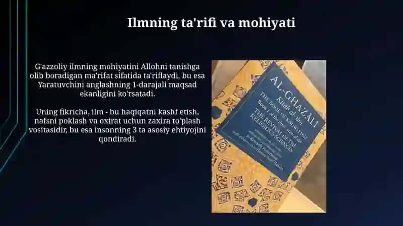 Imom G’azzoliyning ilmning afzalligi haqidagi qarashlari 4