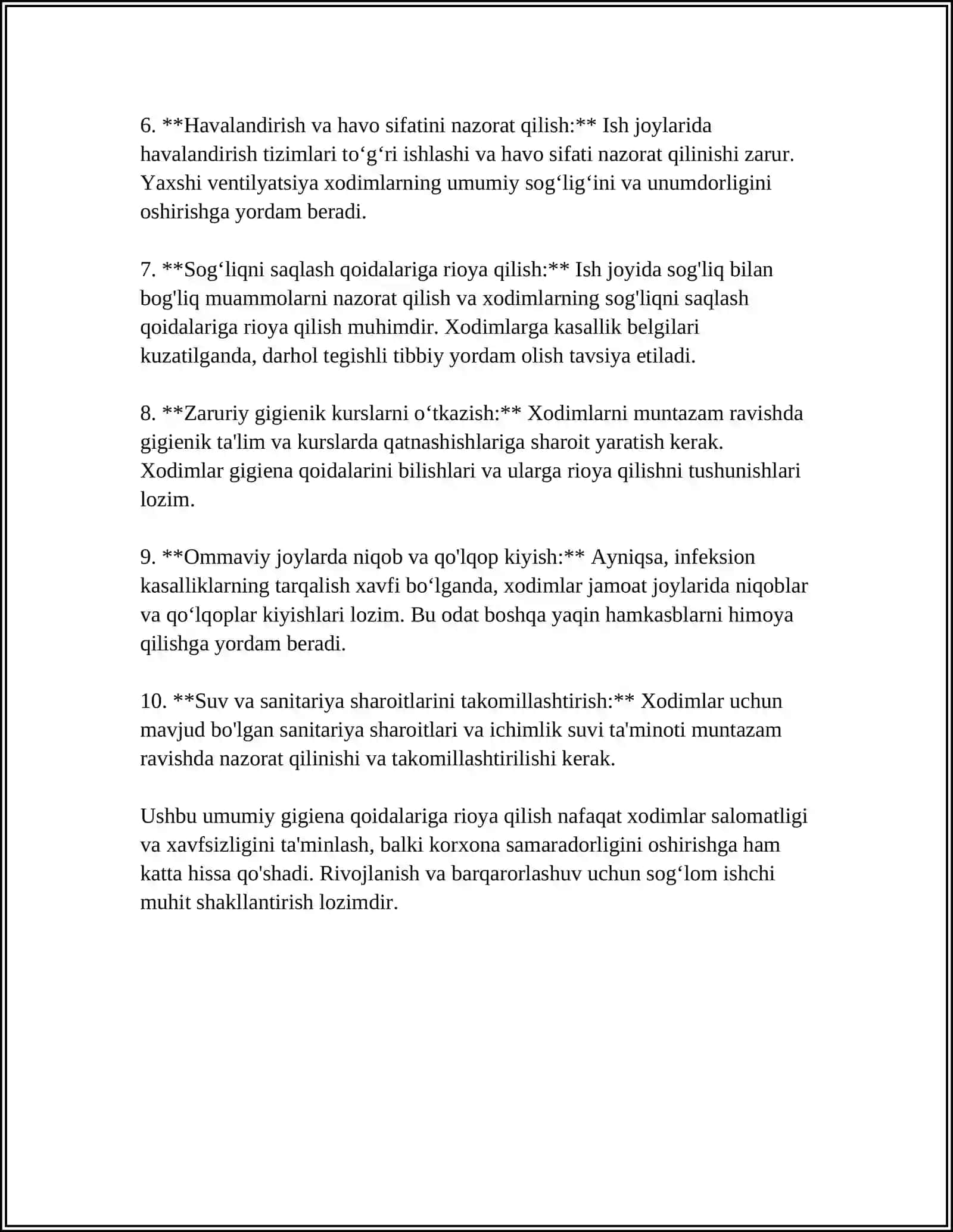 XODIMLARNING SHAXSIY GIGIENASIGA SANITARIYA TALABLARI 4