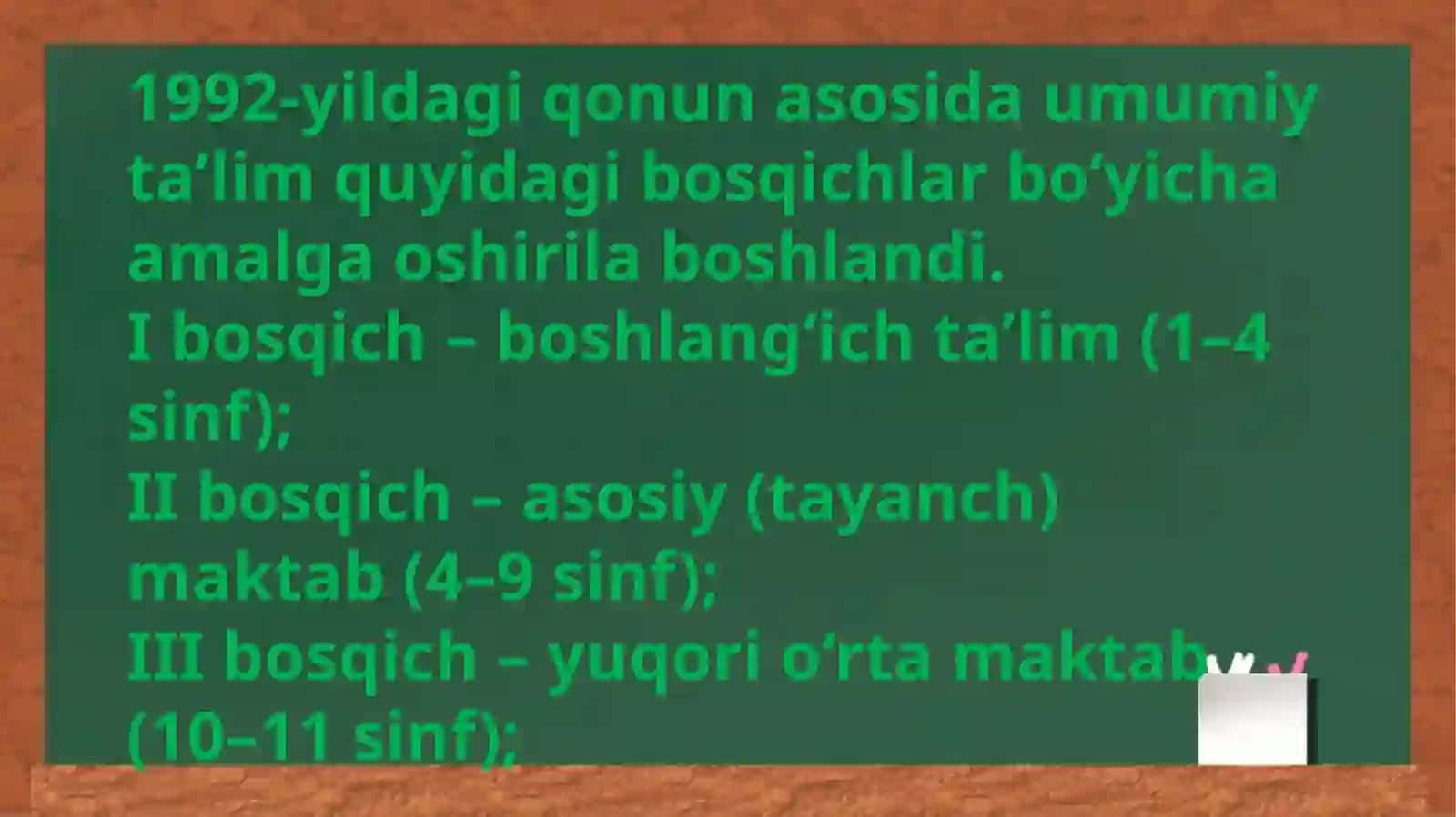 Mustaqillik yillaridagi ta'lim sohasida amalga oshirilgan islohotlar 4