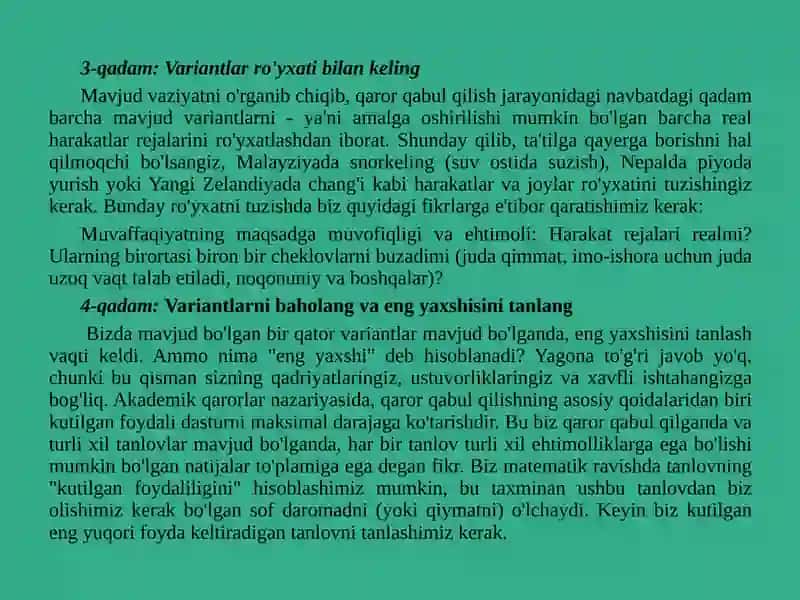 Qarorlarni boshqalar bilan bo`lishish va ularni ergashtirish 4