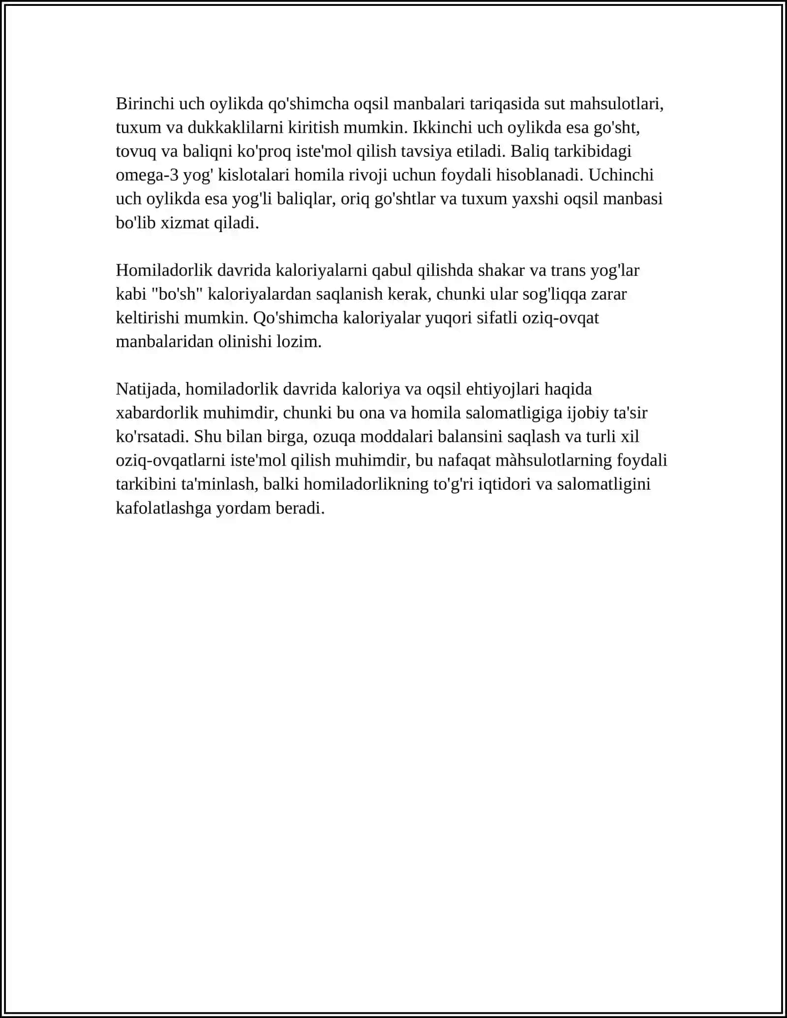HOMILADORLAR KÓZI YORIGAN VA EMIZIKLI AYYOLARNI OQATLANISH JIHATLARI 4
