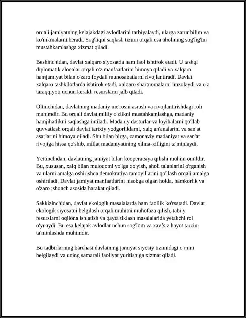 Davlatning jamiyat siyosiy tizimidagi roli va vazifalari 4