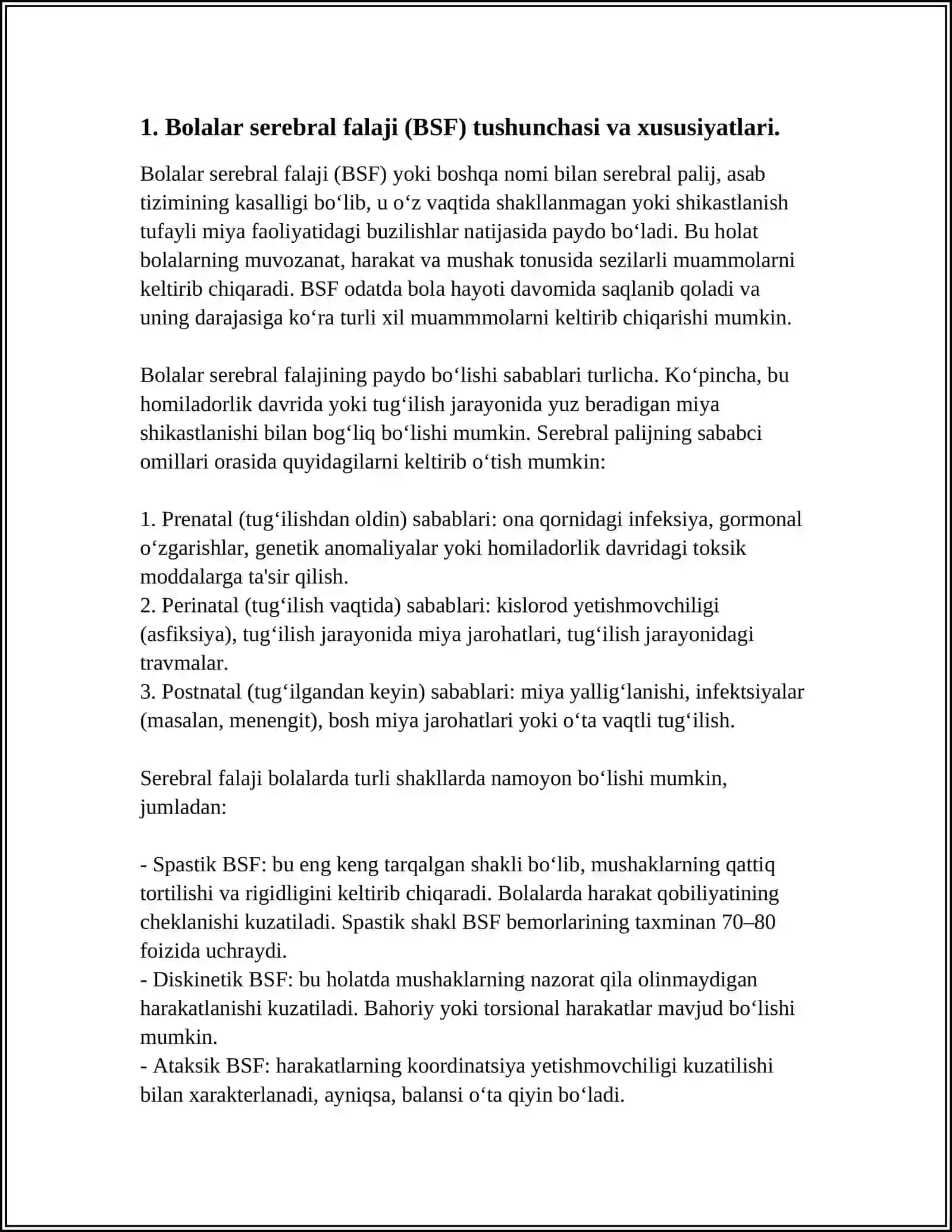 BOLALAR SEREBRAL FALAJLIGIGA EGA BOʻLGAN BOLALARGA KORREKSION-LOGOPEDIK YORDAMNING SAMARADORLIGINI OSHIRISH YÓLLARI 4