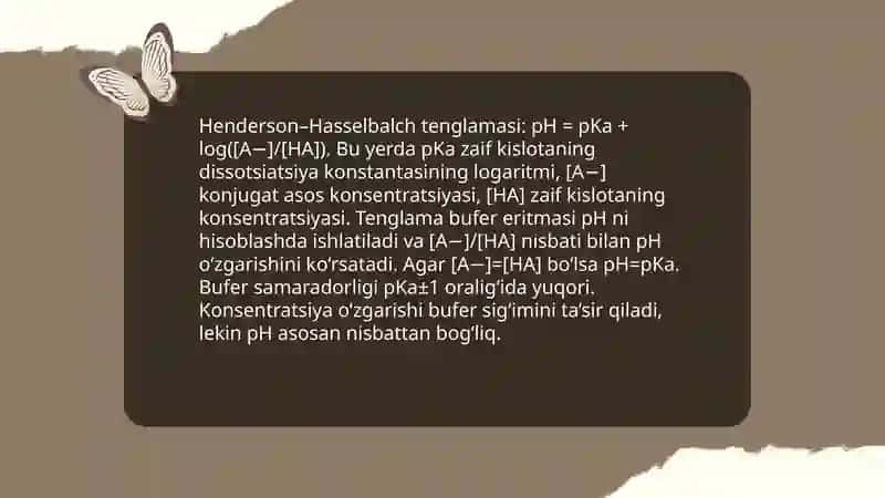 Bufer eritmalarni pH ni hissoblash misollar 4