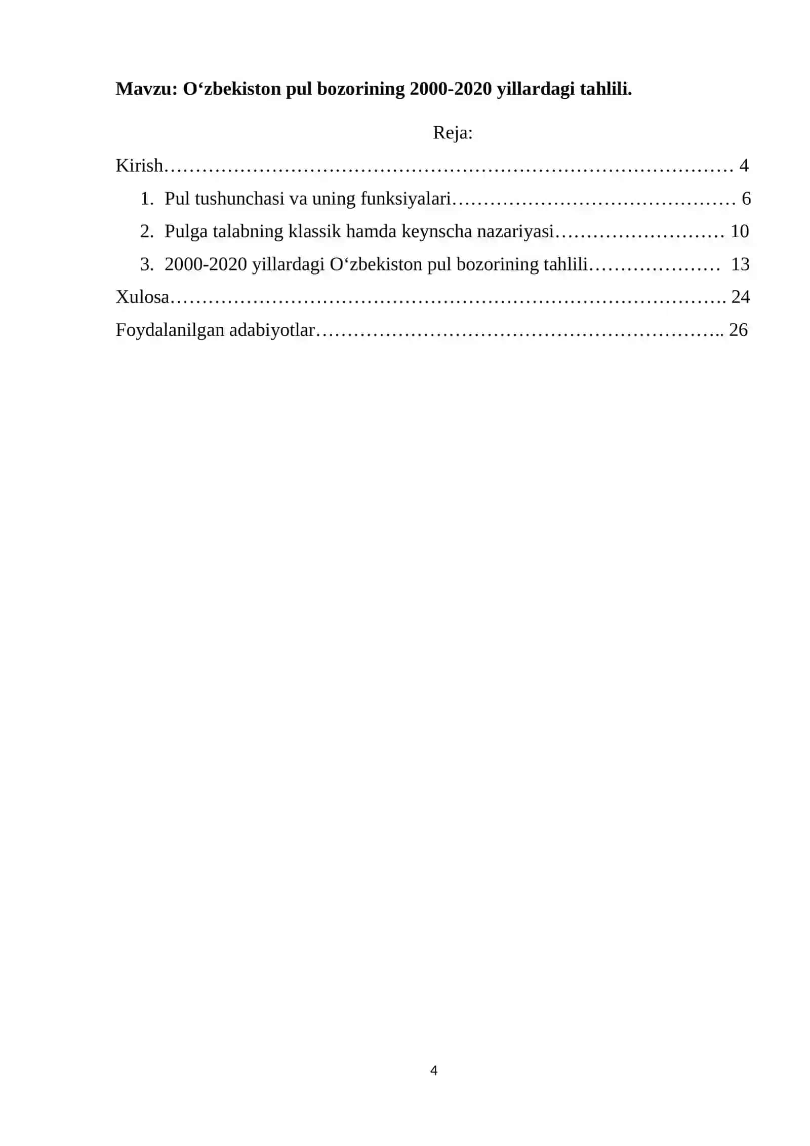 O‘ZBEKISTON PUL BOZORINING 2000-2020- YILLARDAGI TAHLILI 4