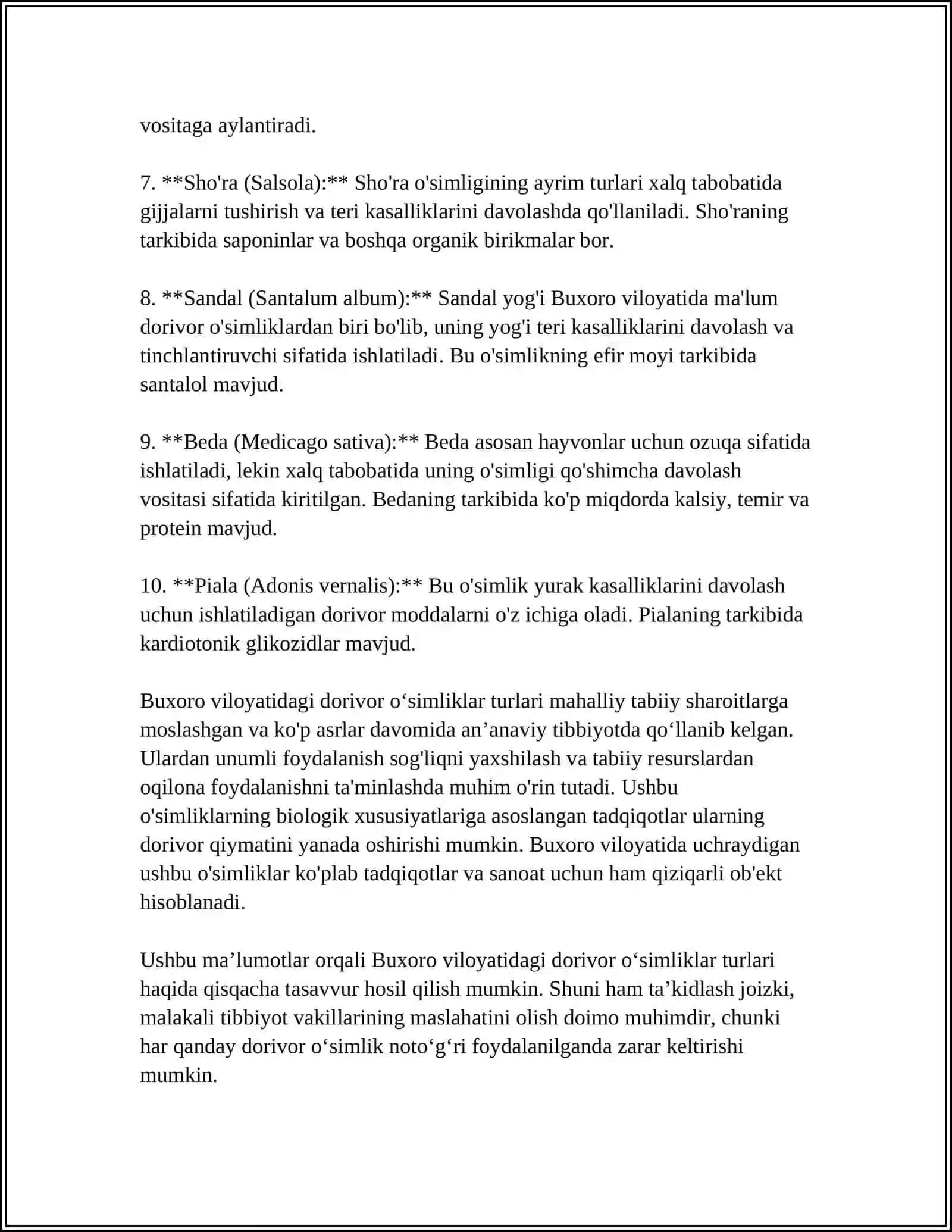 BUXORO VILOYATIDA TARQALGAN DORIVOR OʻSIMLIKLAR 4