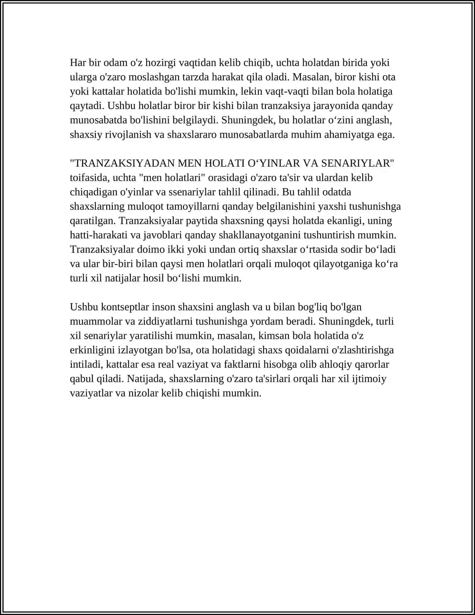TRANZAKSIYADAN MEN HOLATI OʻYINLAR VA SENARIYLAR 4