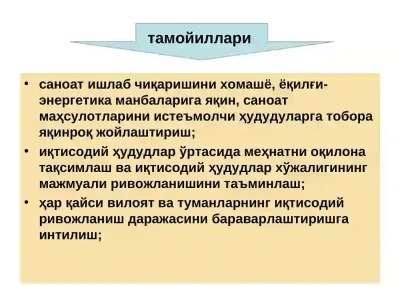 Саноат ишлаб чиқаришини жойлаштириш 4