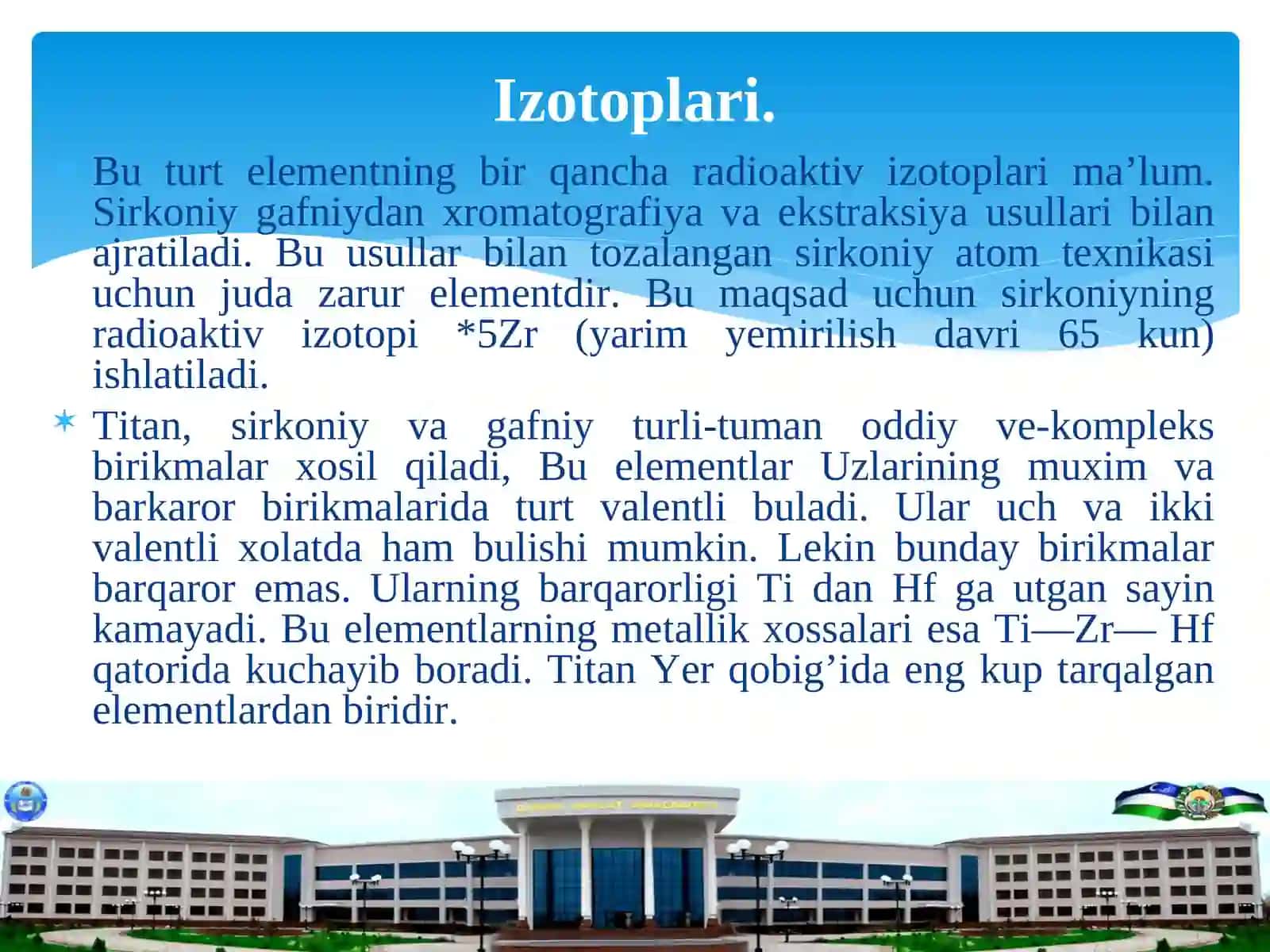 IV guruh qo'shimcha guruhcha   elementlari. Titan sirkoniy va gofniy 4