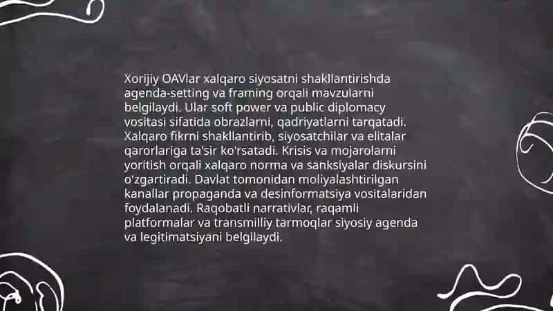 Xorijiy OAVning media makonidagi oʻrni 4